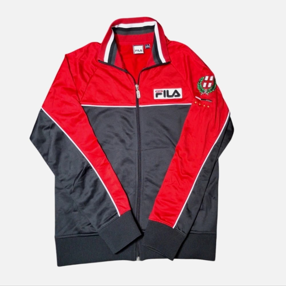 Fila Sport Italy Italia Running Zip Up Jacket size S Red Black
